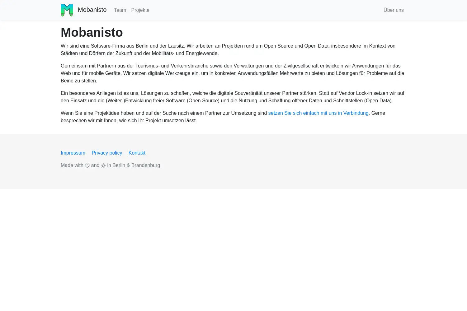 Website der Firma Mobanisto UG