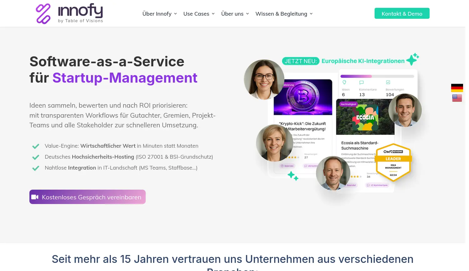 Website der Firma Table of Visions GmbH