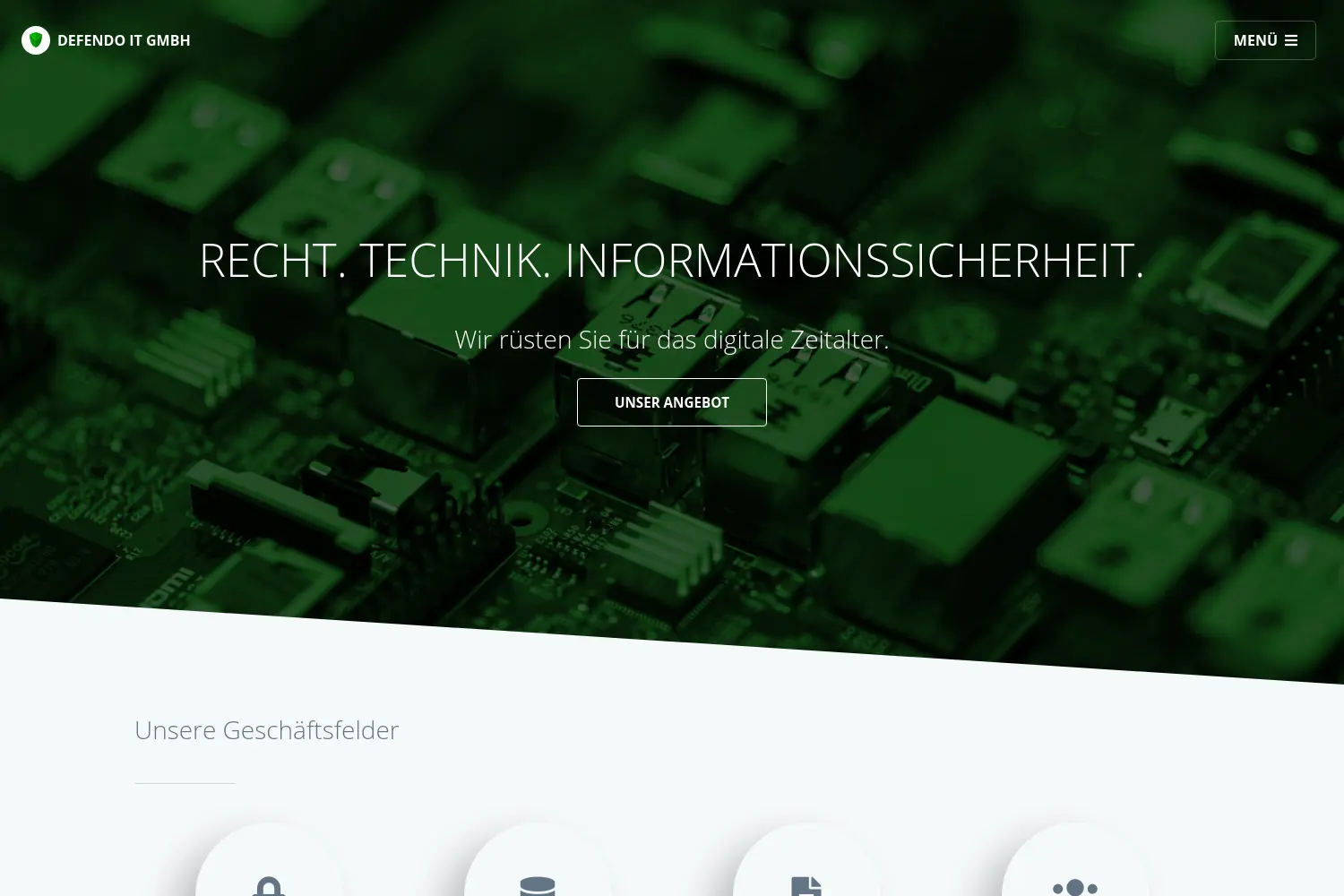 Website der Firma Defendo IT GmbH