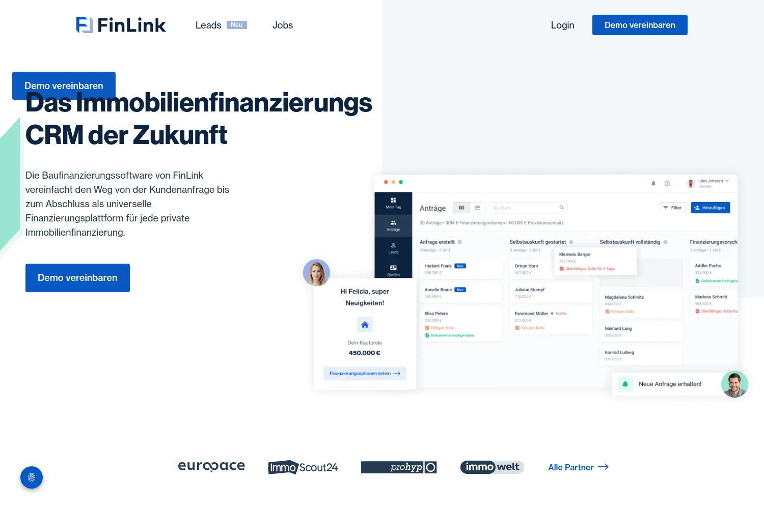 Website der Firma FinLink GmbH