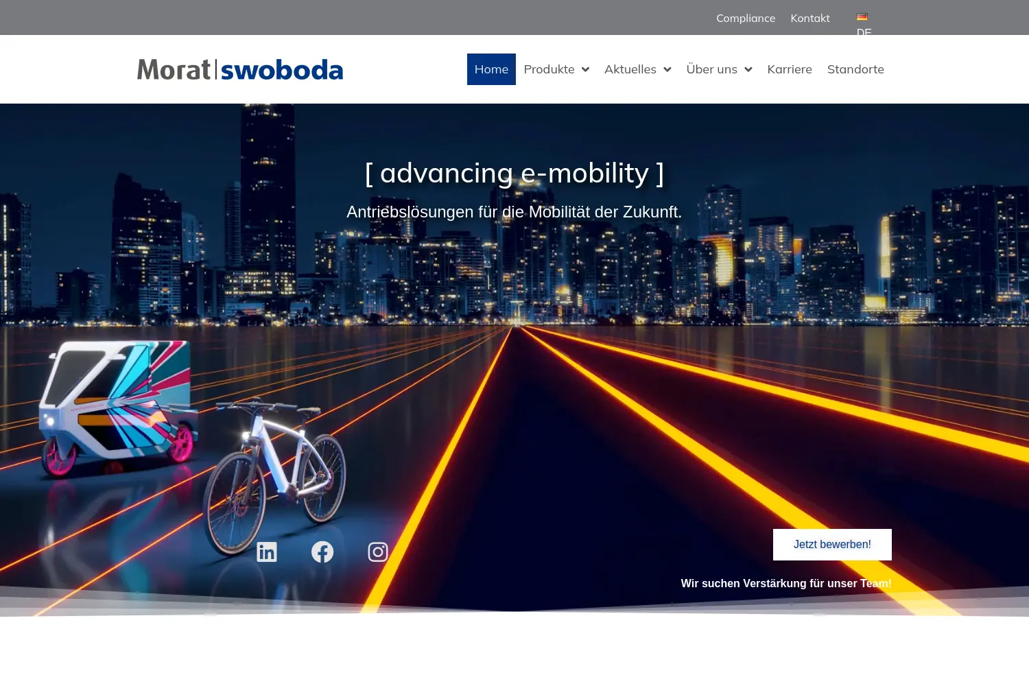 Website der Firma Morat Swoboda Motion GmbH