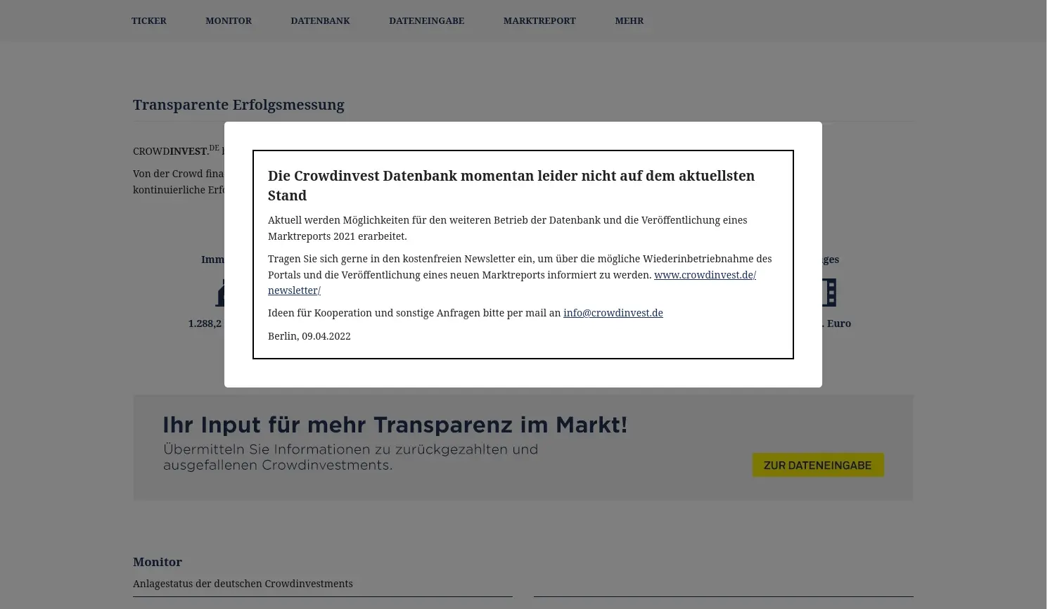 Website der Firma Crowdinvest Insight GmbH