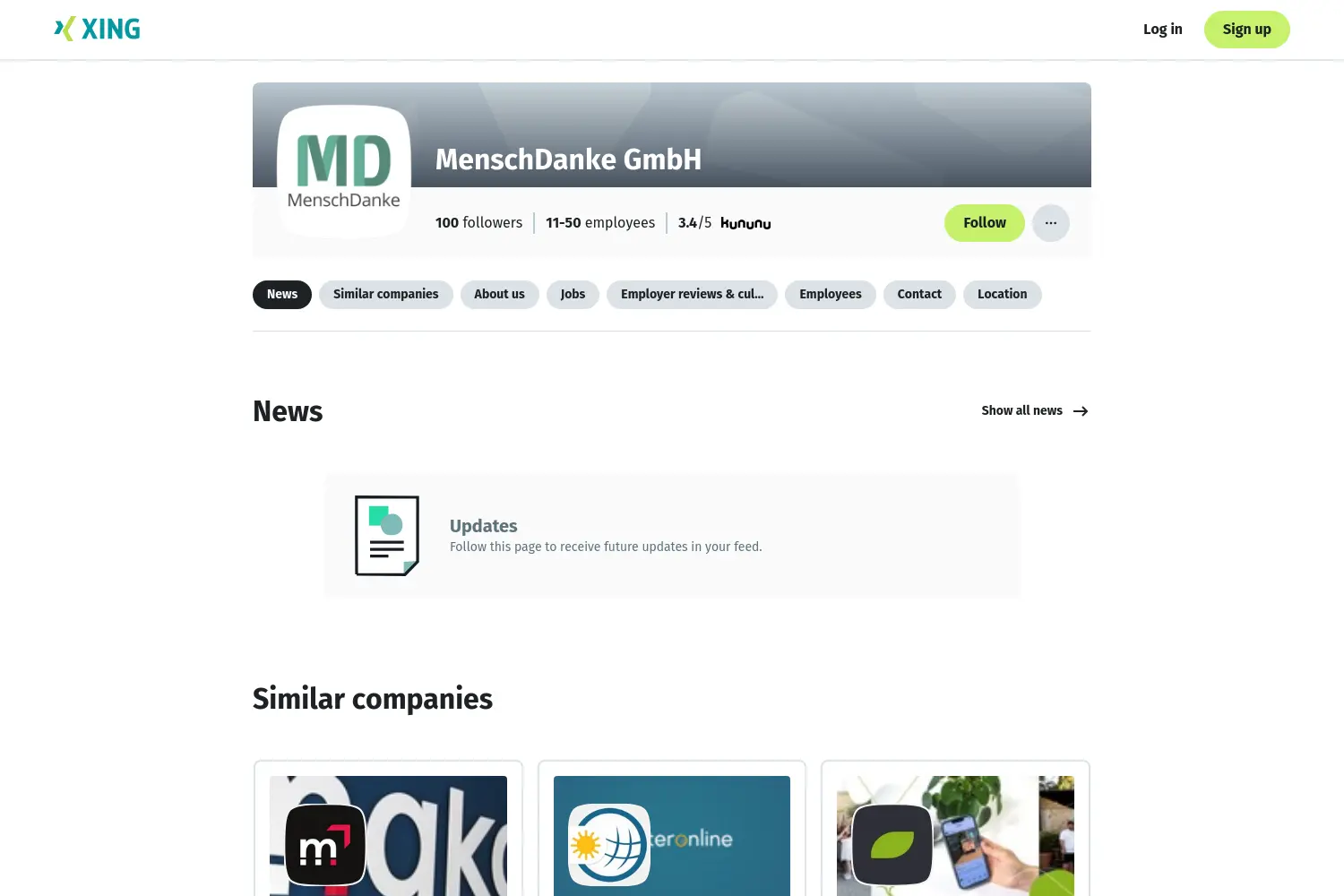 Website der Firma MenschDanke GmbH