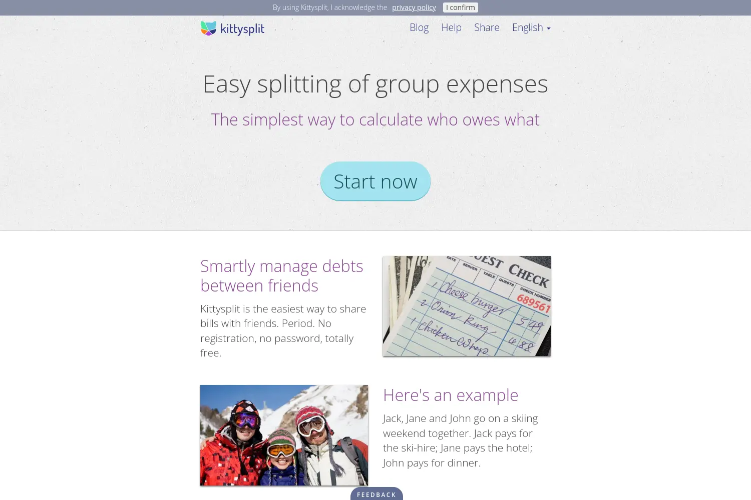 Website der Firma Kittysplit UG