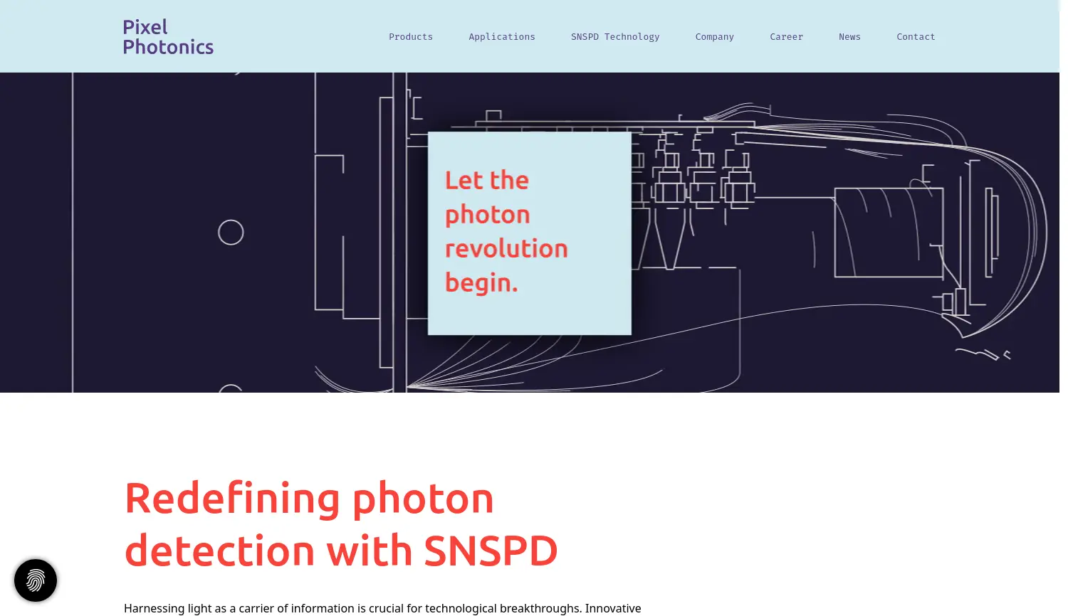 Website der Firma Pixel Photonics GmbH