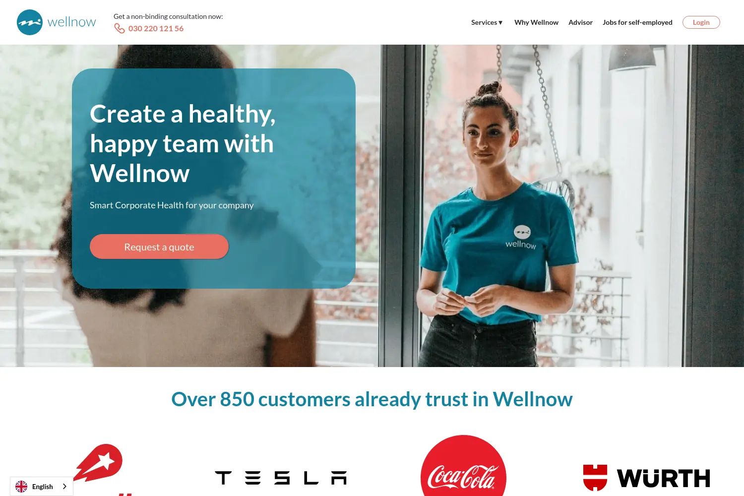 Website der Firma Wellnow Group GmbH
