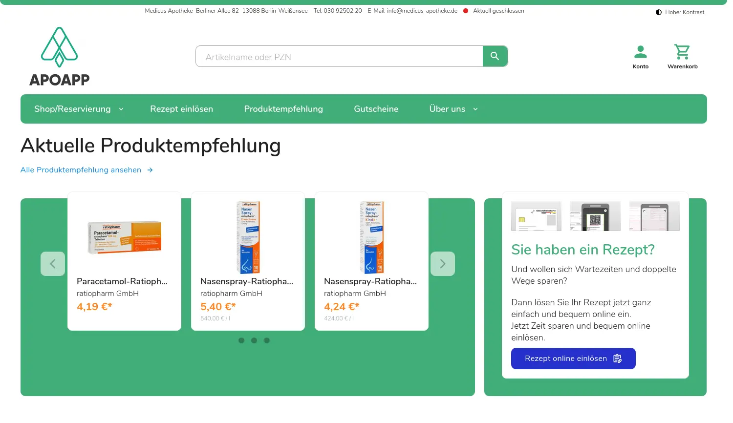 Website der Firma ApoApp GmbH