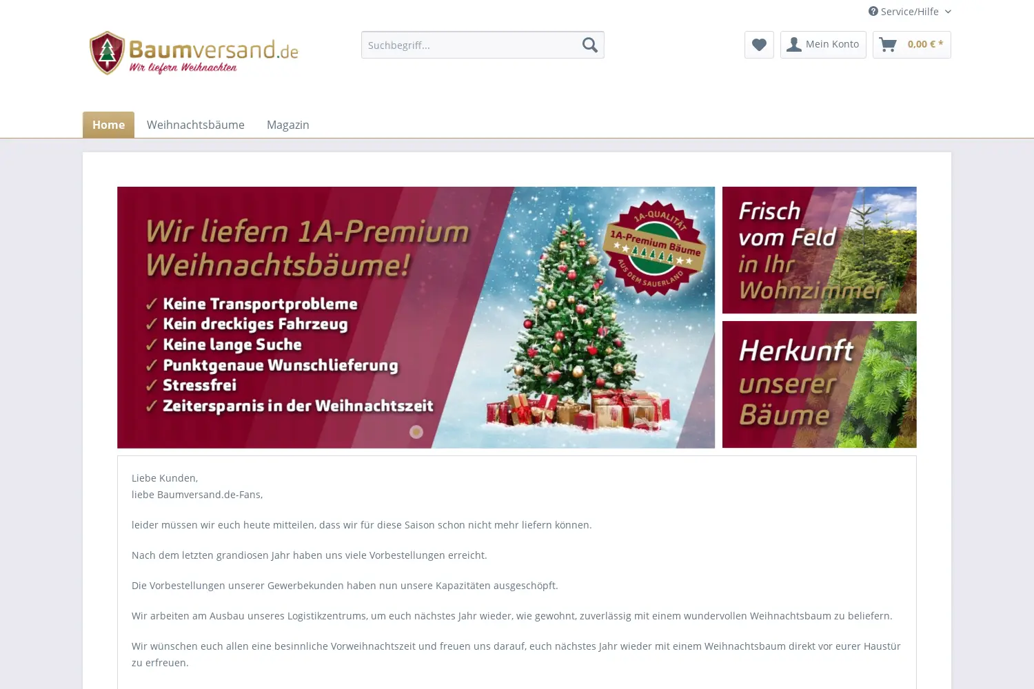 Website der Firma Weihnachtsmann GmbH