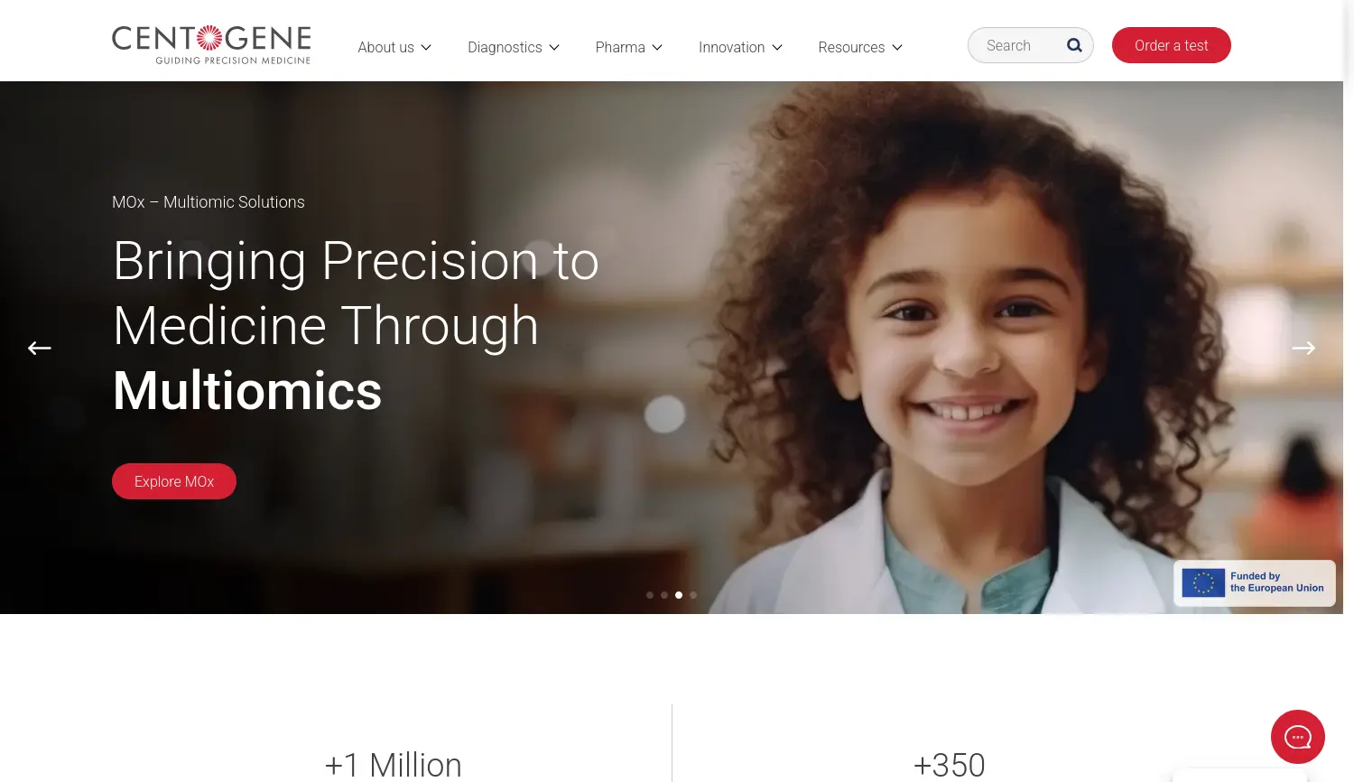 Website der Firma CENTOGENE GmbH