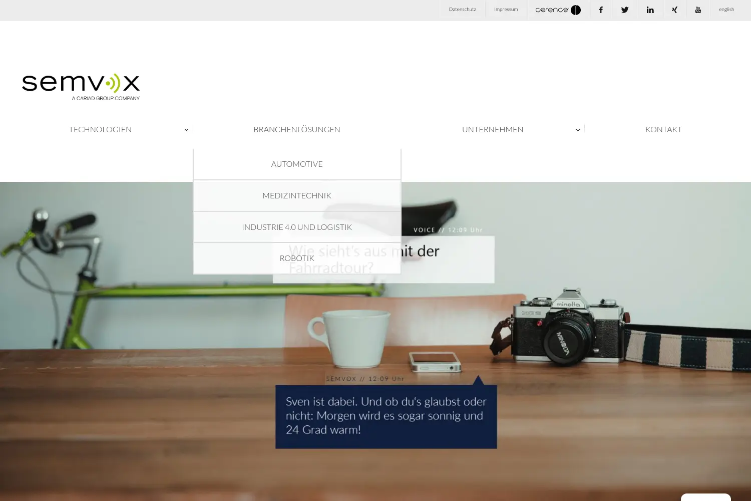 Website der Firma paragon semvox GmbH