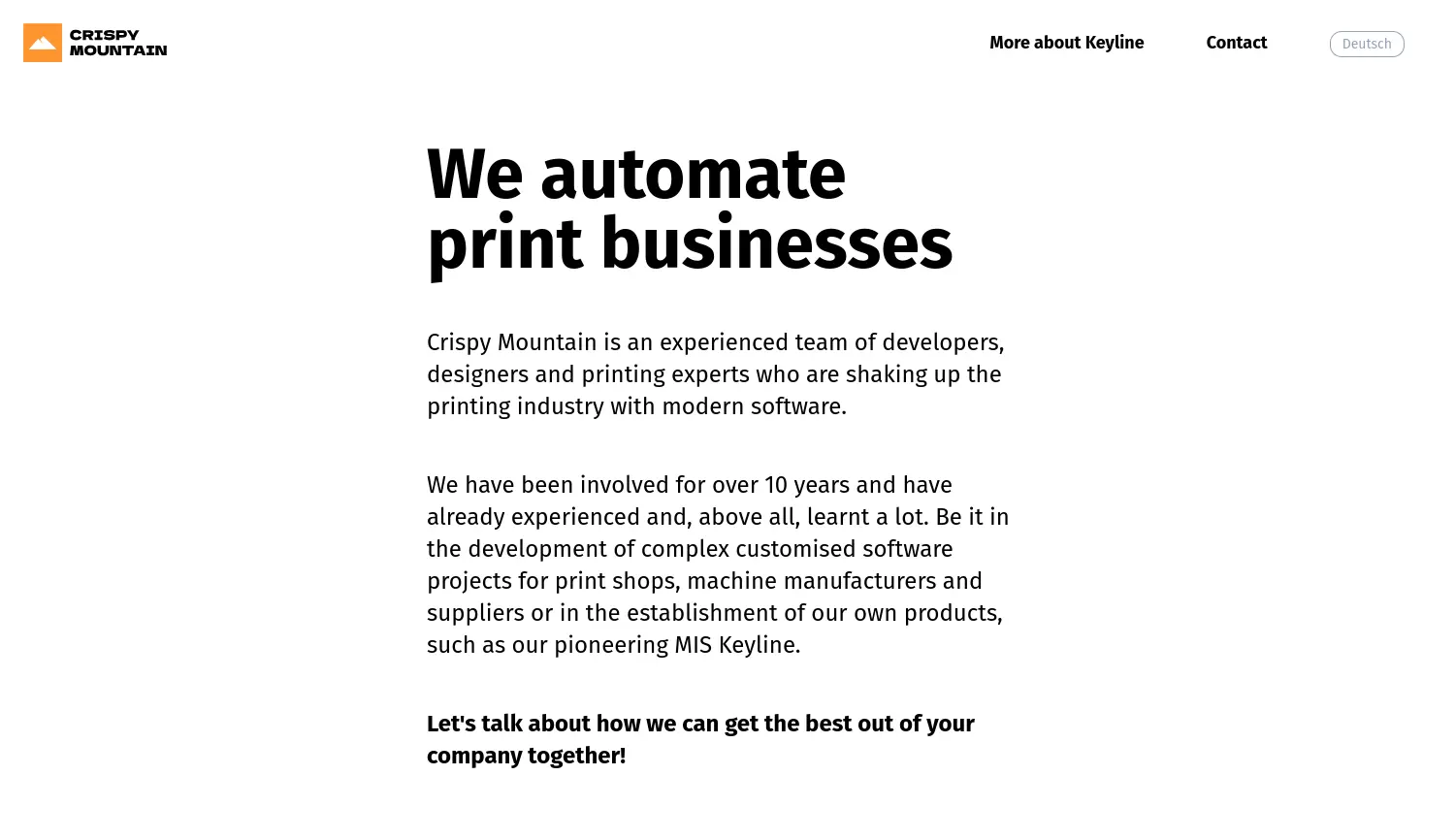 Website der Firma The New Crispy Mountain GmbH