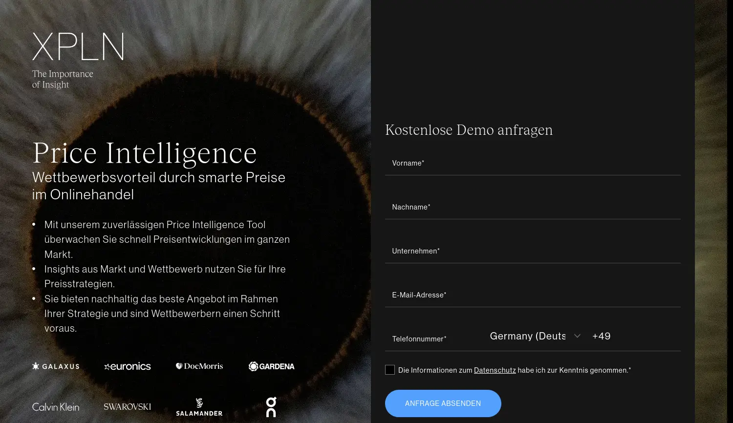 Website der Firma Price Intelligence GmbH