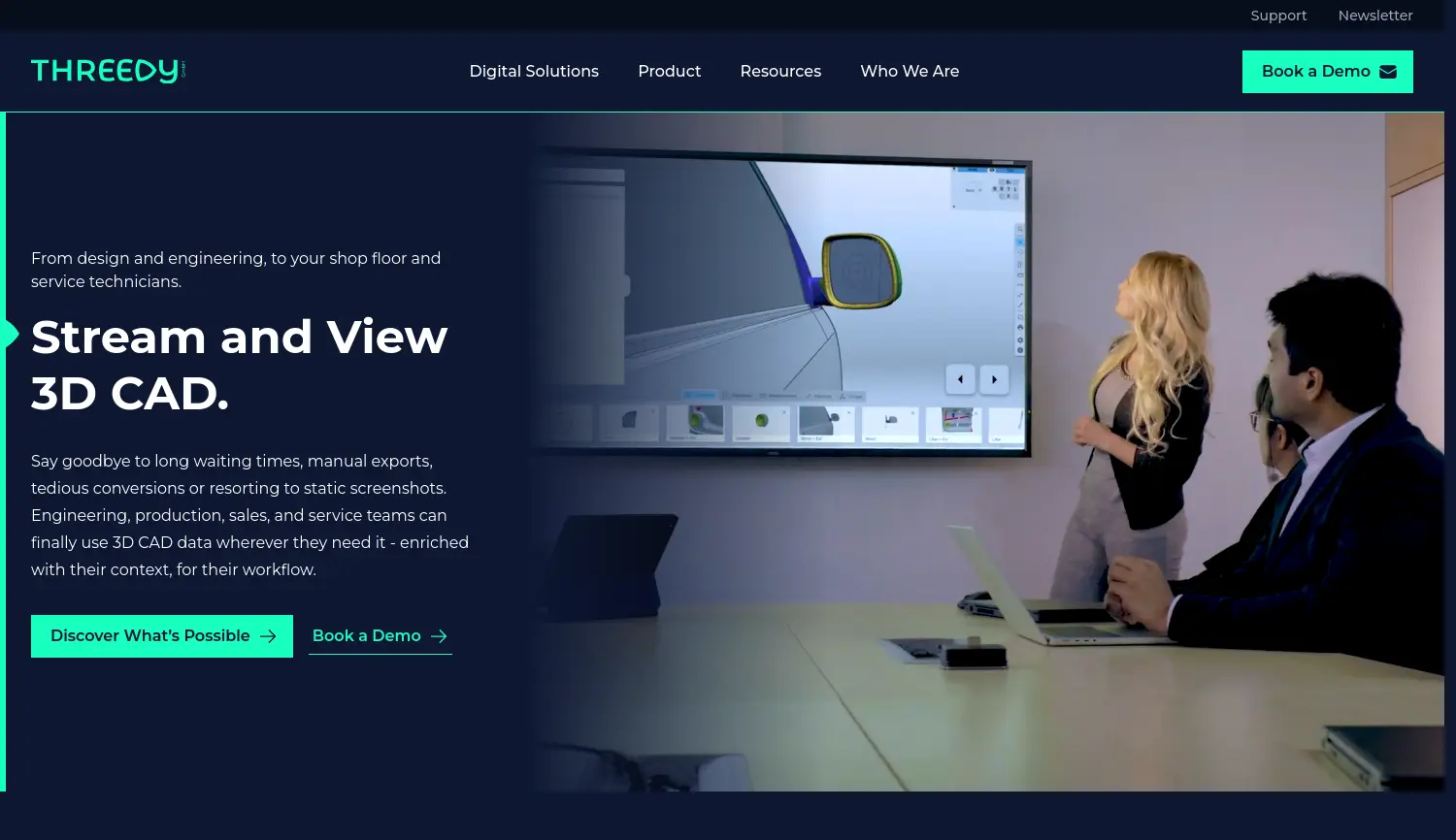 Website der Firma Threedy GmbH
