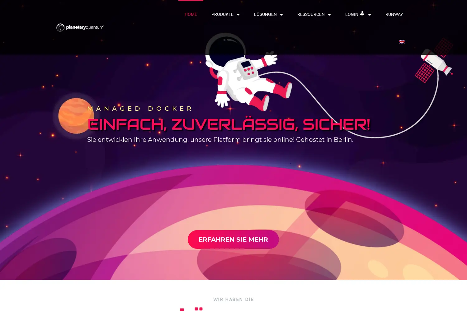 Website der Firma Planetary Quantum GmbH