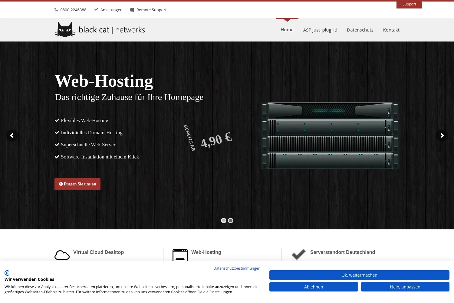 Website der Firma Black Cat Networks Einzelunternehmen