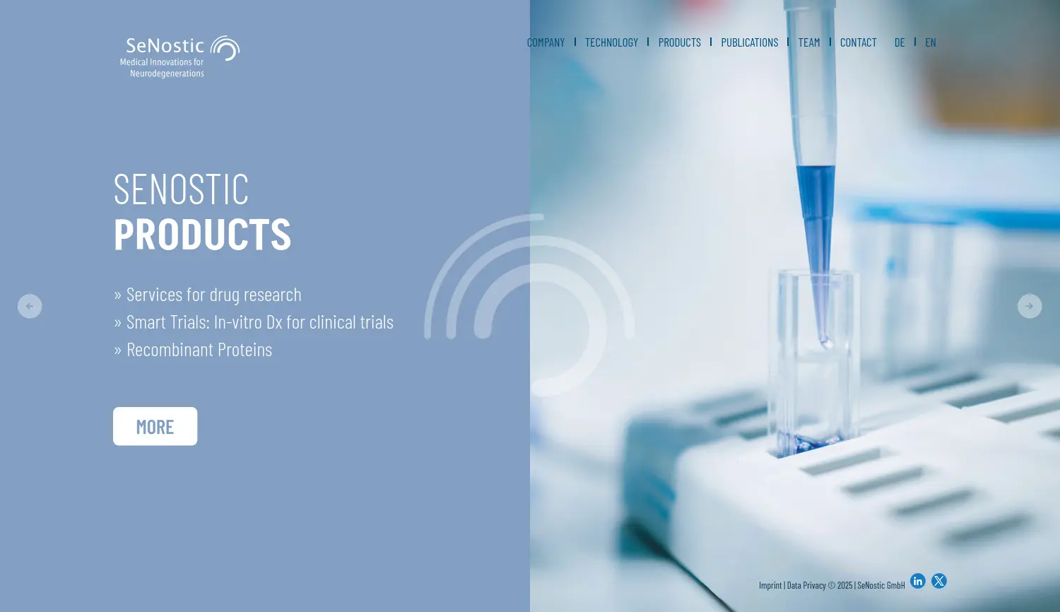 Website der Firma SeNostic Health GmbH