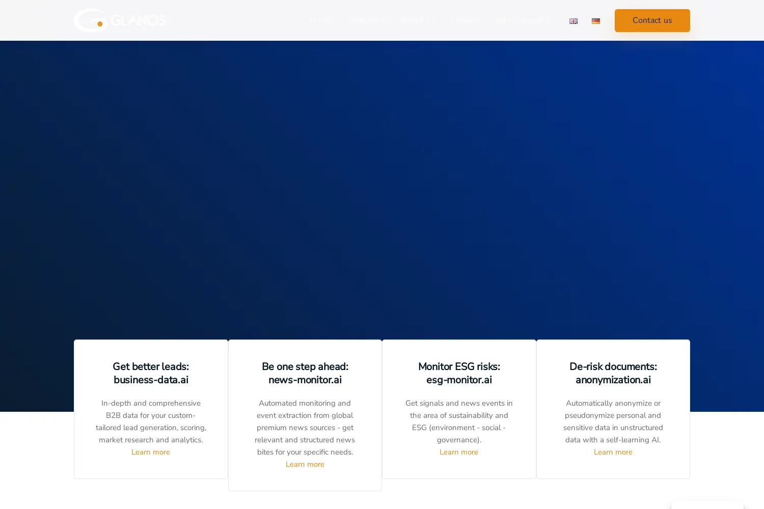 Website der Firma Glanos GmbH