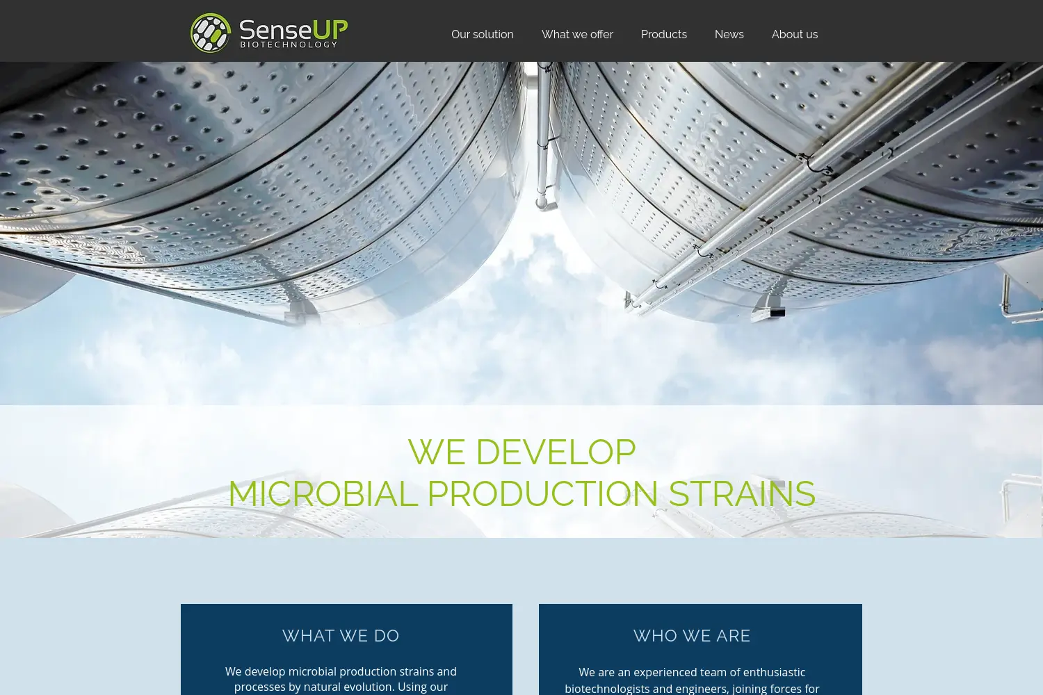 Website der Firma SenseUp GmbH
