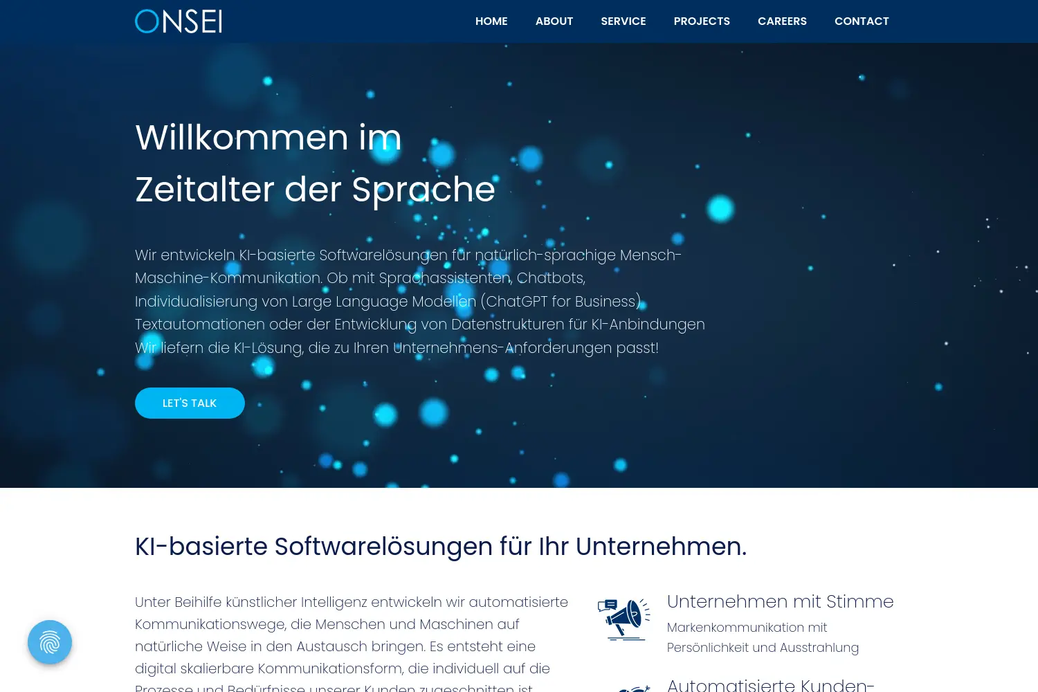 Website der Firma ONSEI GmbH