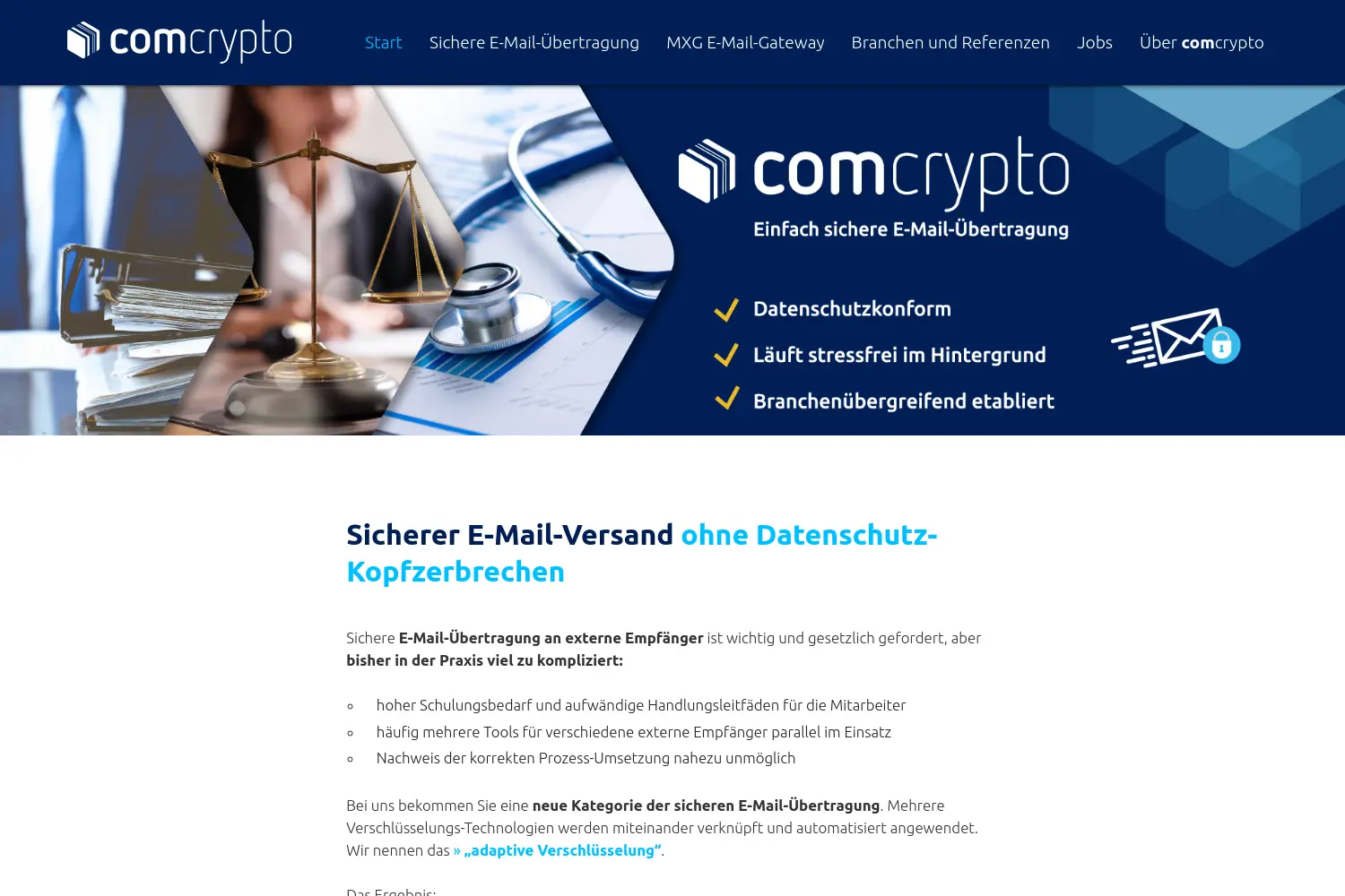 Website der Firma Comcrypto GmbH