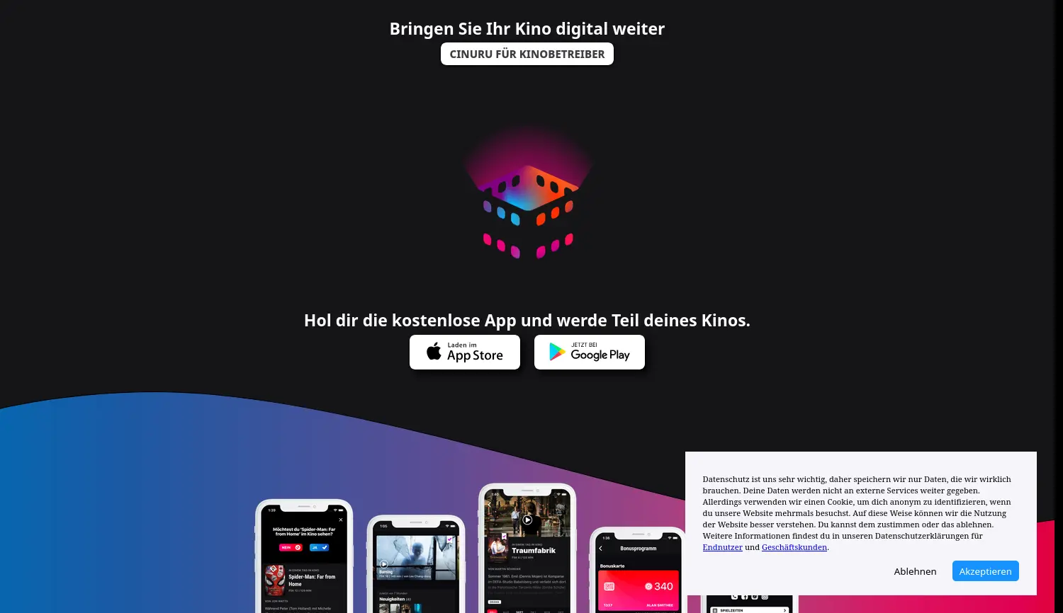 Website der Firma Cinuru Research GmbH