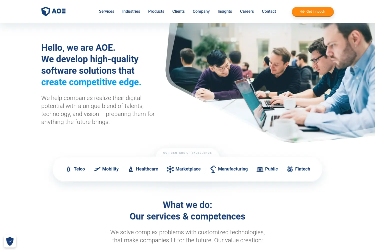 Website der Firma AOE GmbH