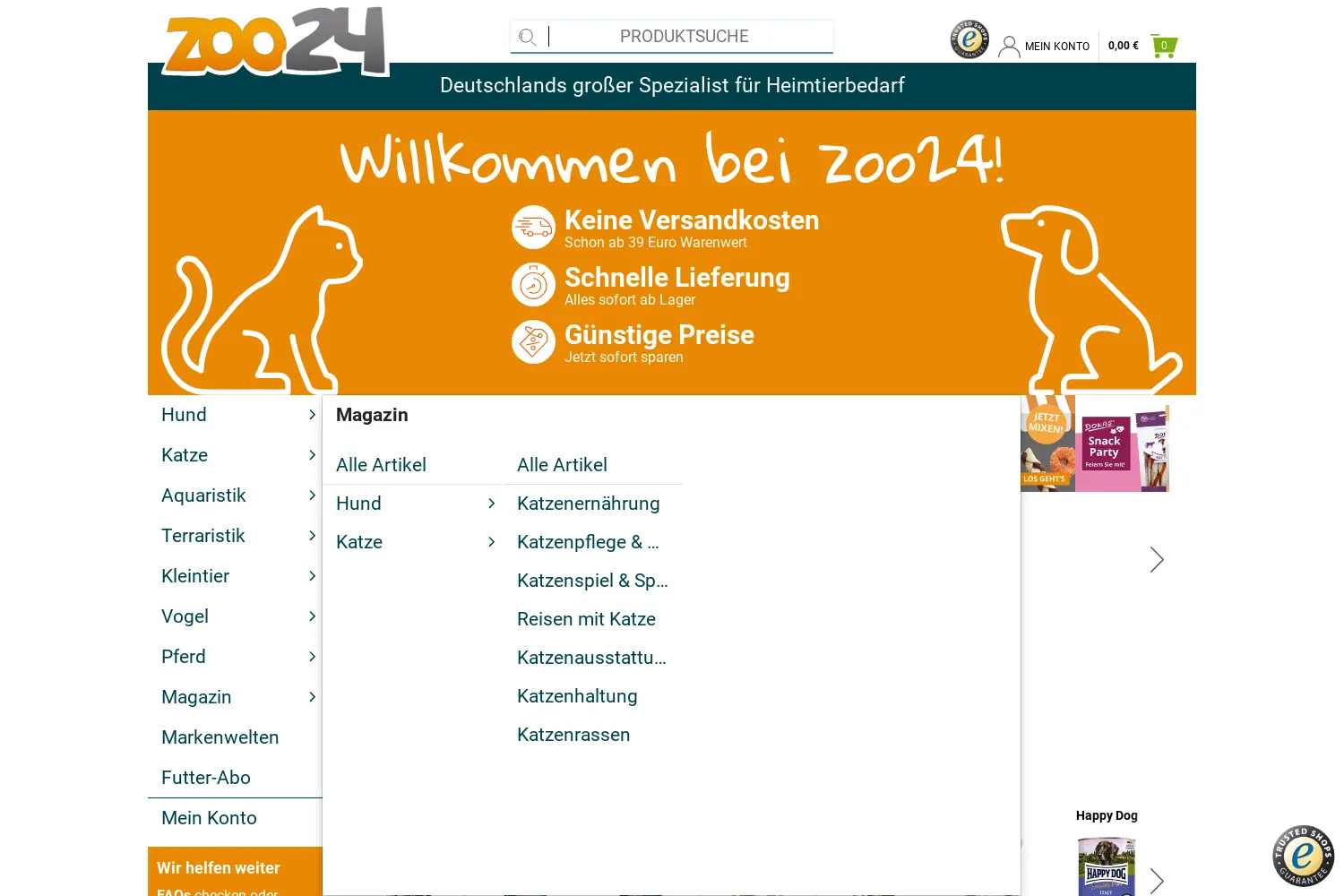 Website der Firma zoo24 GmbH