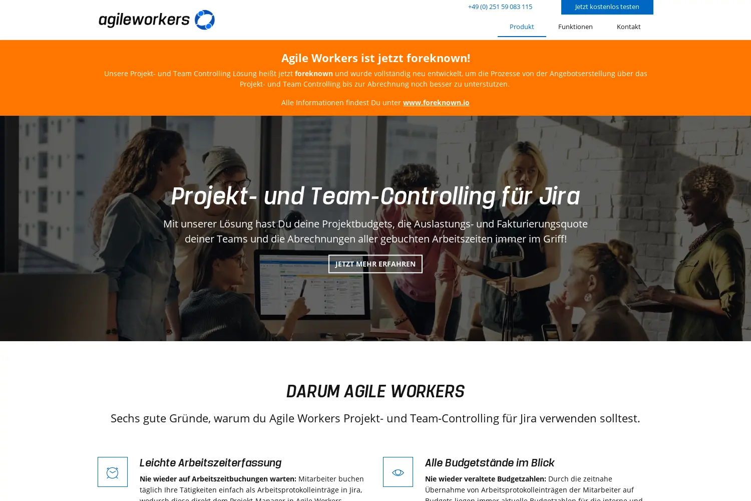 Website der Firma foreknown GmbH