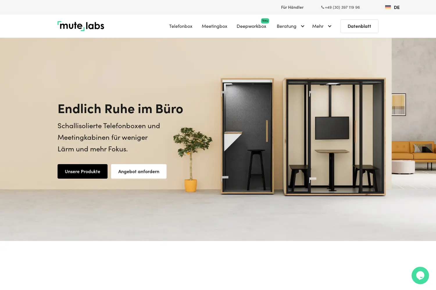 Website der Firma mute-labs GmbH