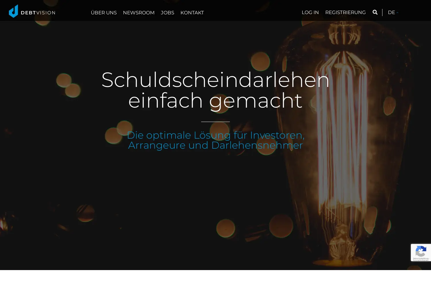 Website der Firma DEBTVISION GmbH