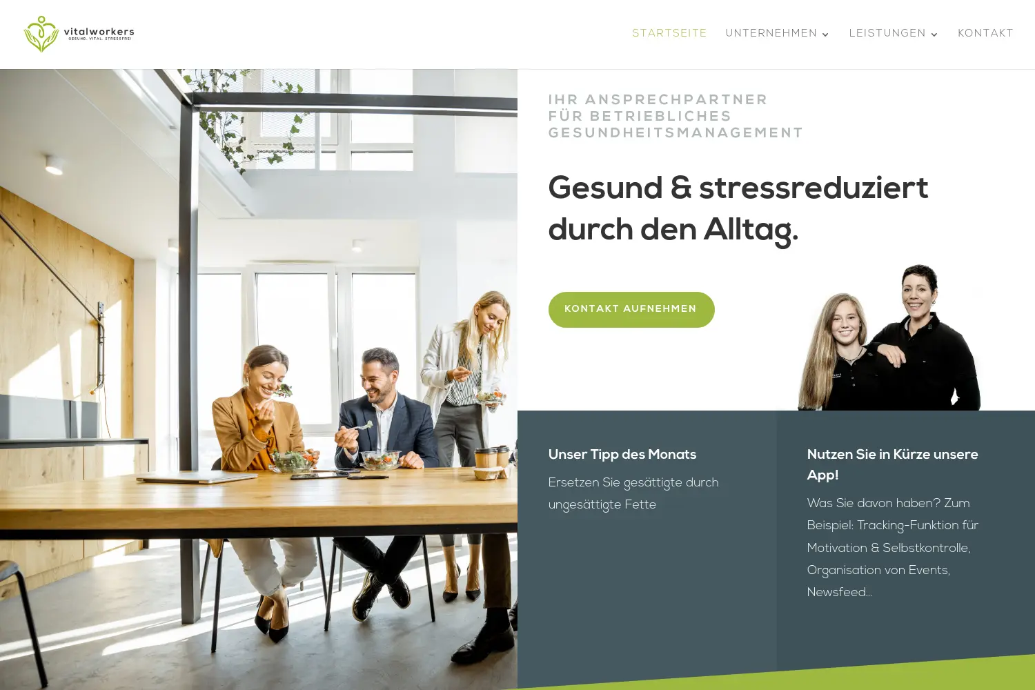 Website der Firma vitalworkers GmbH
