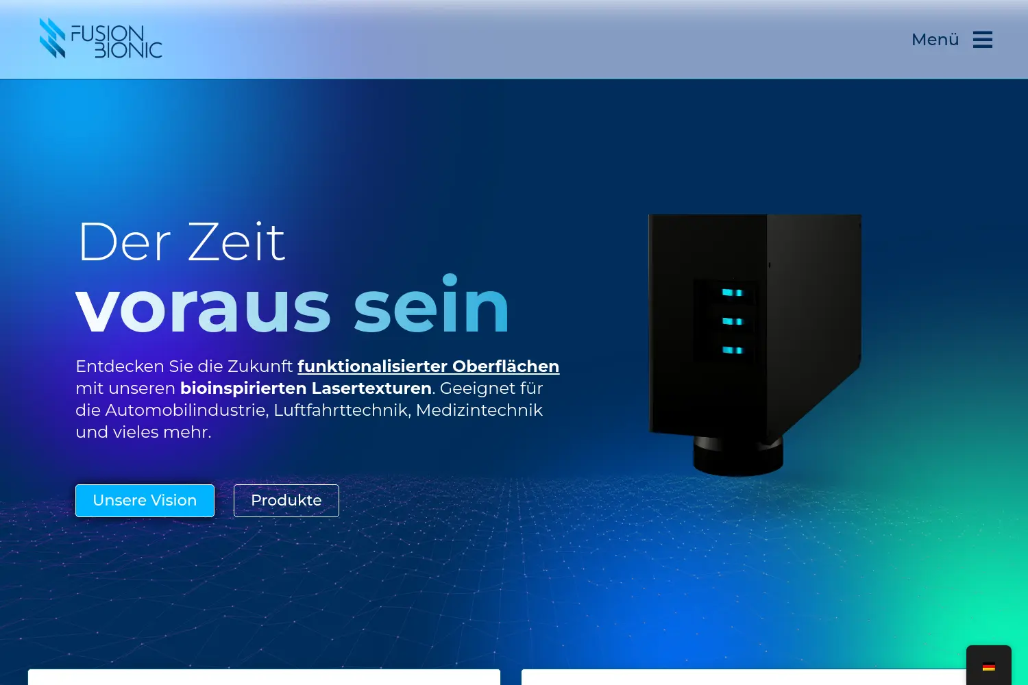 Website der Firma Fusion Bionic GmbH
