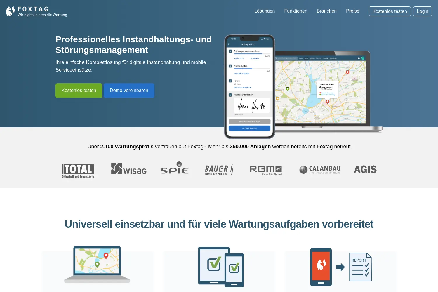 Website der Firma Foxtag GmbH