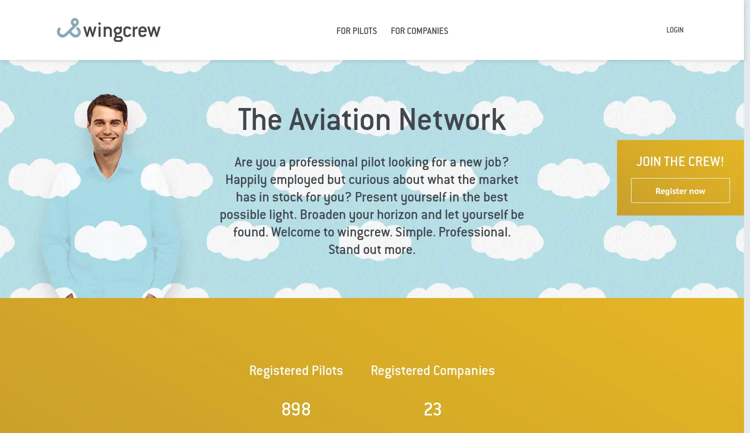 Website der Firma wingcrew GmbH