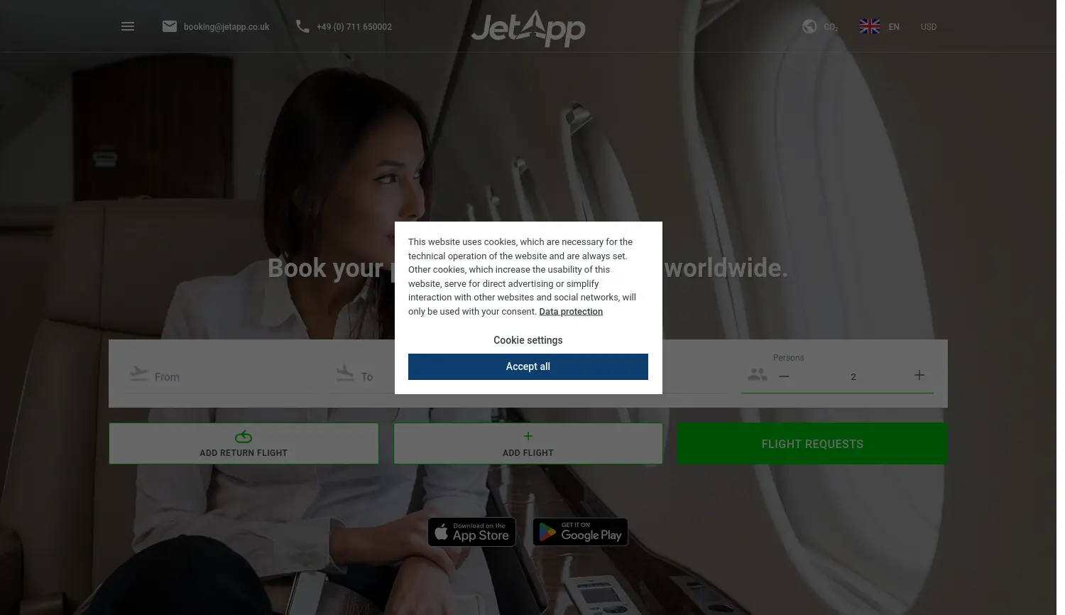 Website der Firma JetApp GmbH