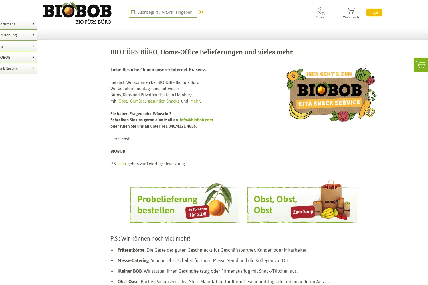 Website der Firma BIOBOB GbR