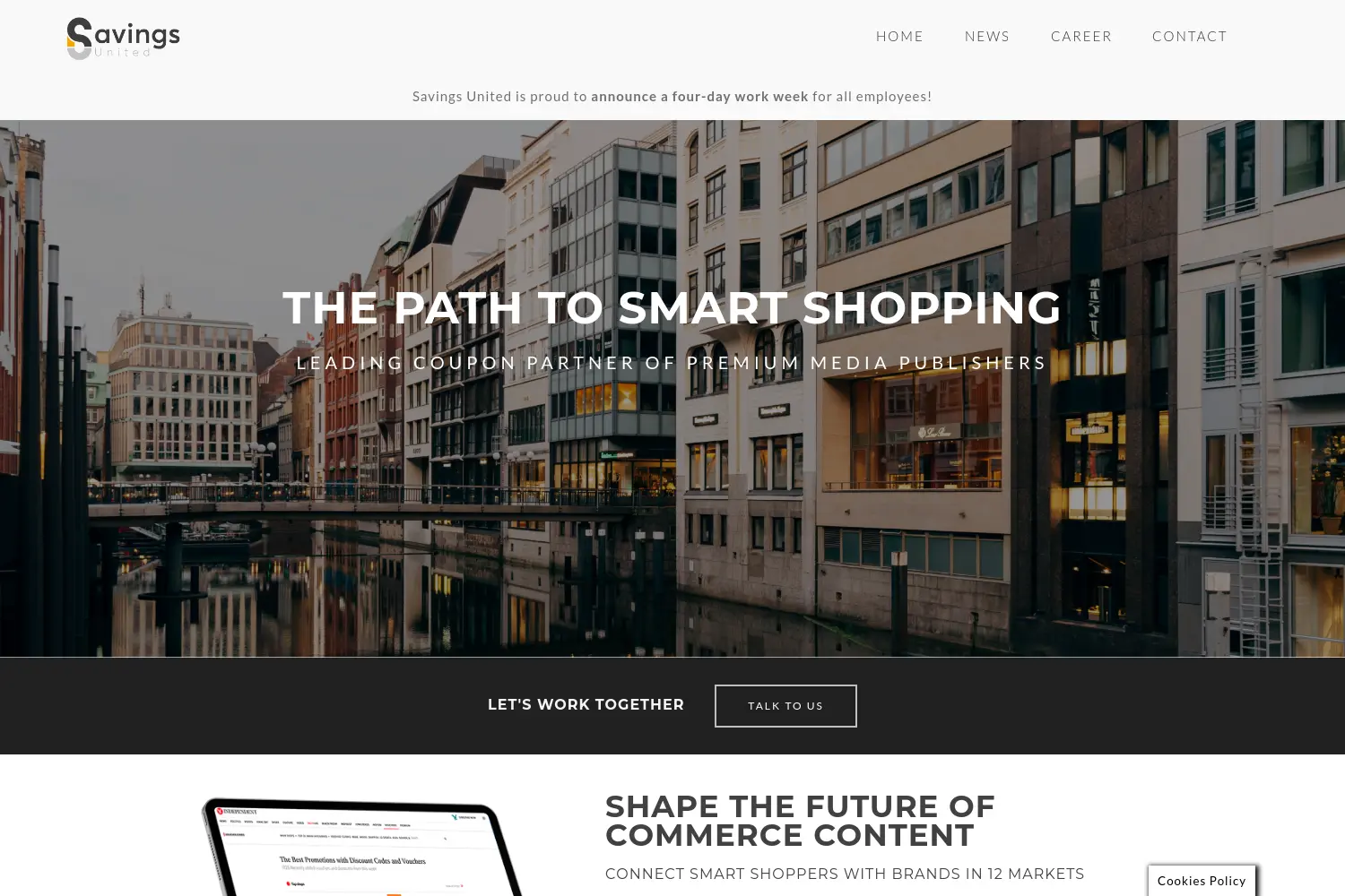 Website der Firma Savings United GmbH