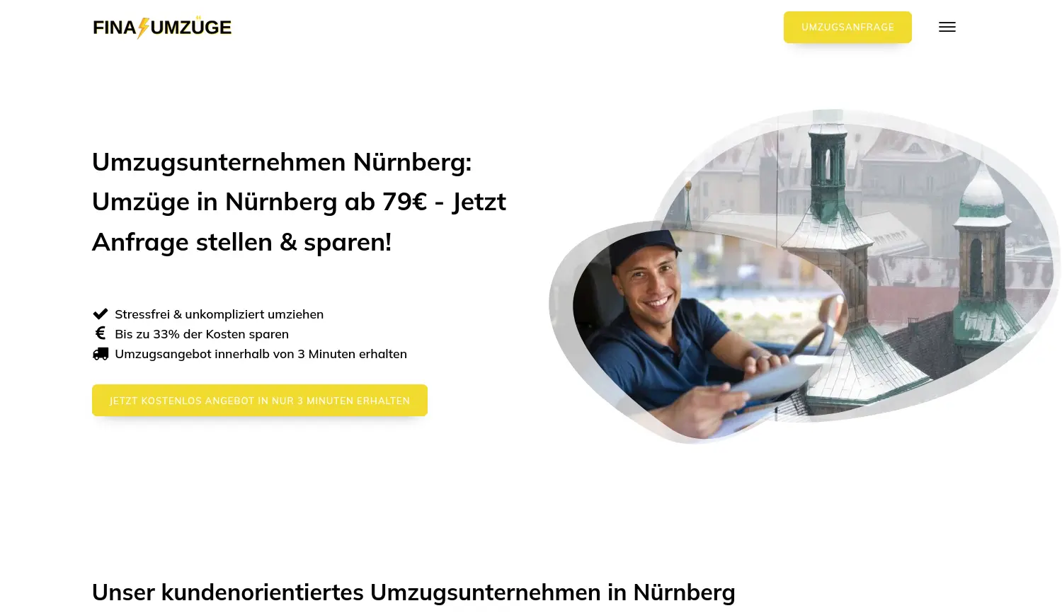 Website der Firma Fina Umzüge Nürnberg