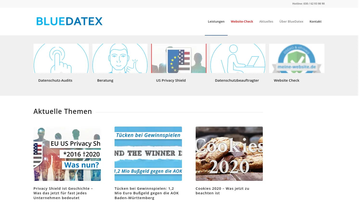 Website der Firma BlueDatex GmbH