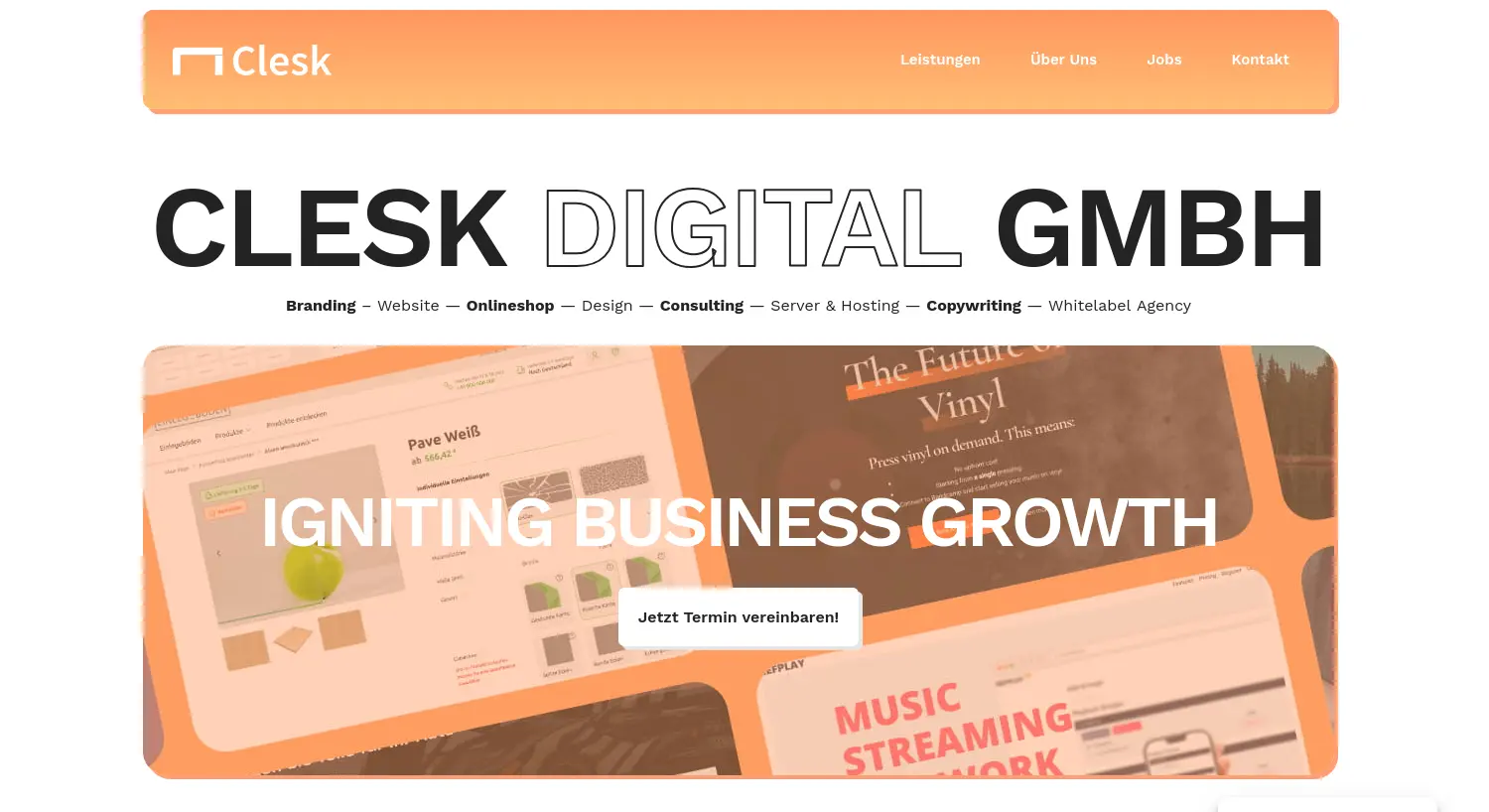 Website der Firma Clesk Digital GmbH