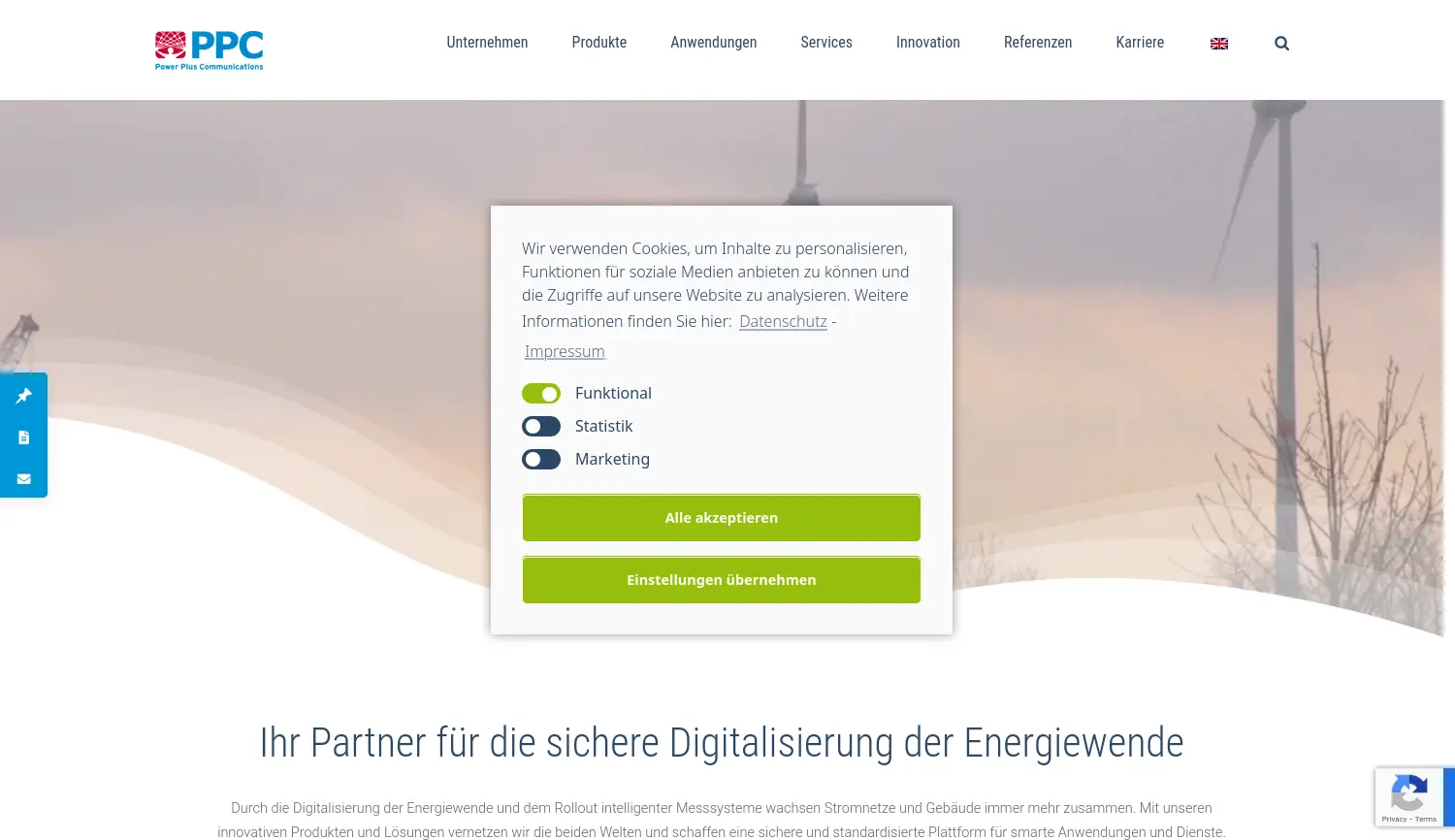Website der Firma Power Plus Communications AG