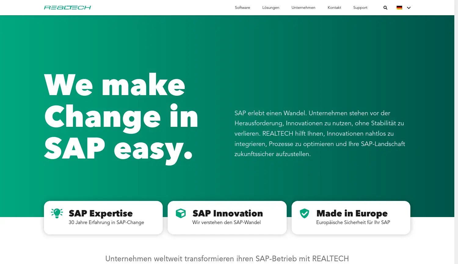 Website der Firma REALTECH AG