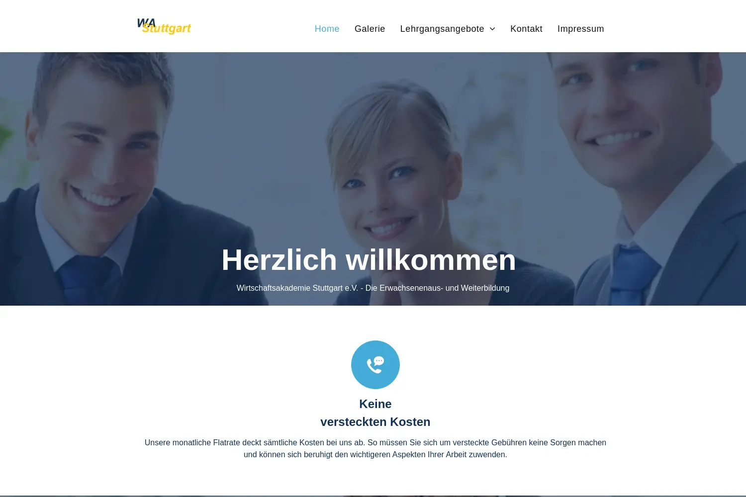 Website der Firma Wirtschaftsakademie Stuttgart e.V.