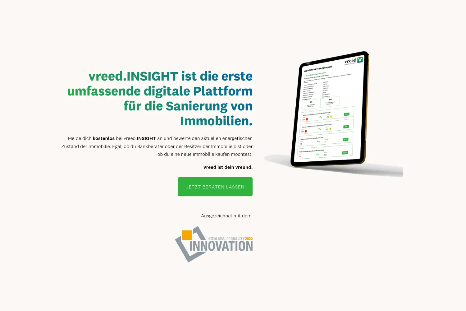 Website der Firma Vreed