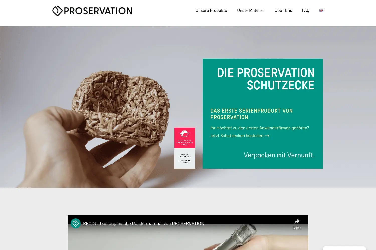 Website der Firma PROSERVATION GmbH