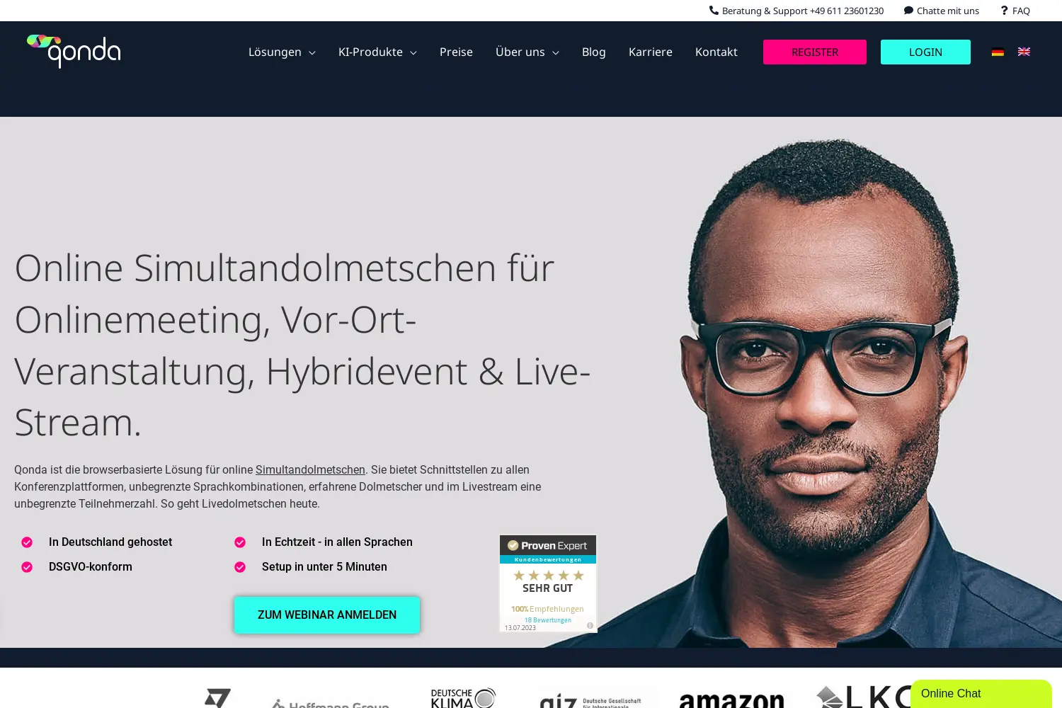 Website der Firma Qonda GmbH
