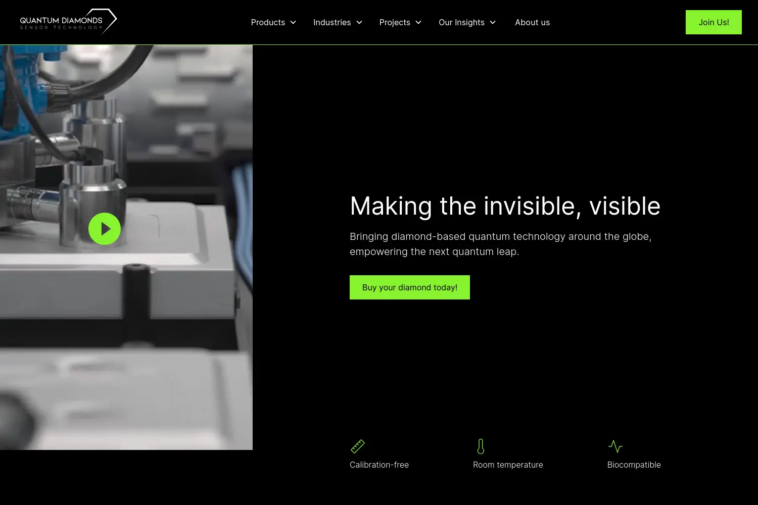 Website der Firma QuantumDiamonds GmbH