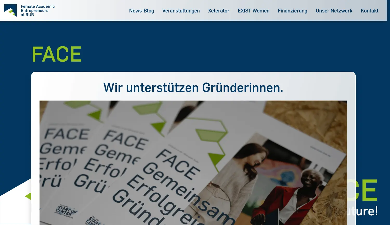 Website der Firma FACE@RUB (Initiative der Ruhr-Universität Bochum)