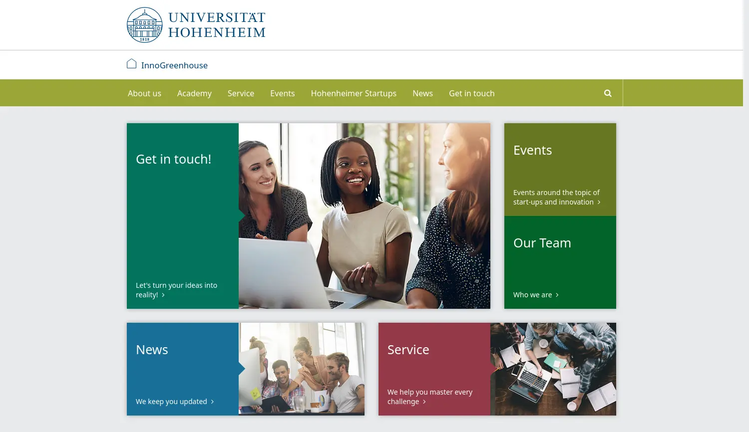 Website der Firma InnoGreenhouse Hohenheim