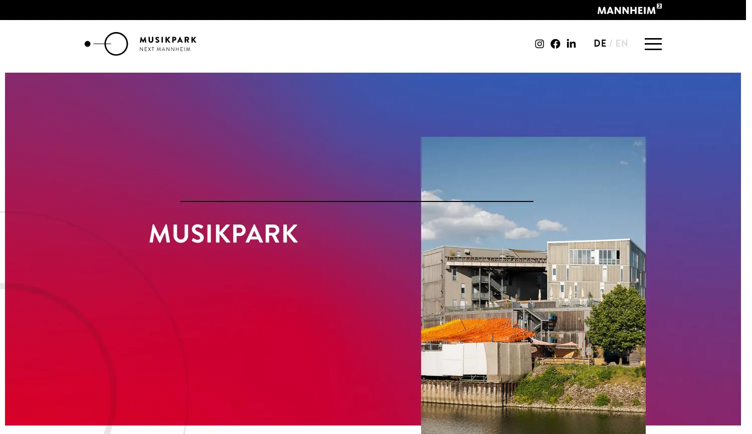 Website der Firma Musikpark Mannheim